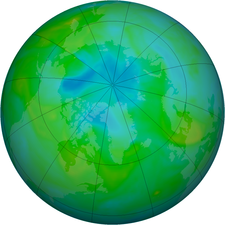 Arctic ozone map for 07 August 2005